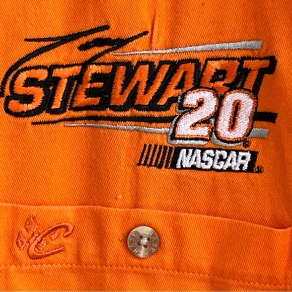 Tony Stewart Embroidered Men's Orange Button Down Short Sleeve Shirt XL NASCAR - Picture 6 of 10